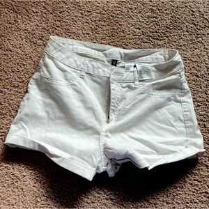 White soft denim short shorts